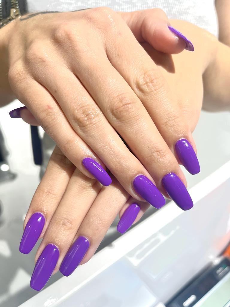 Long purple gel nails